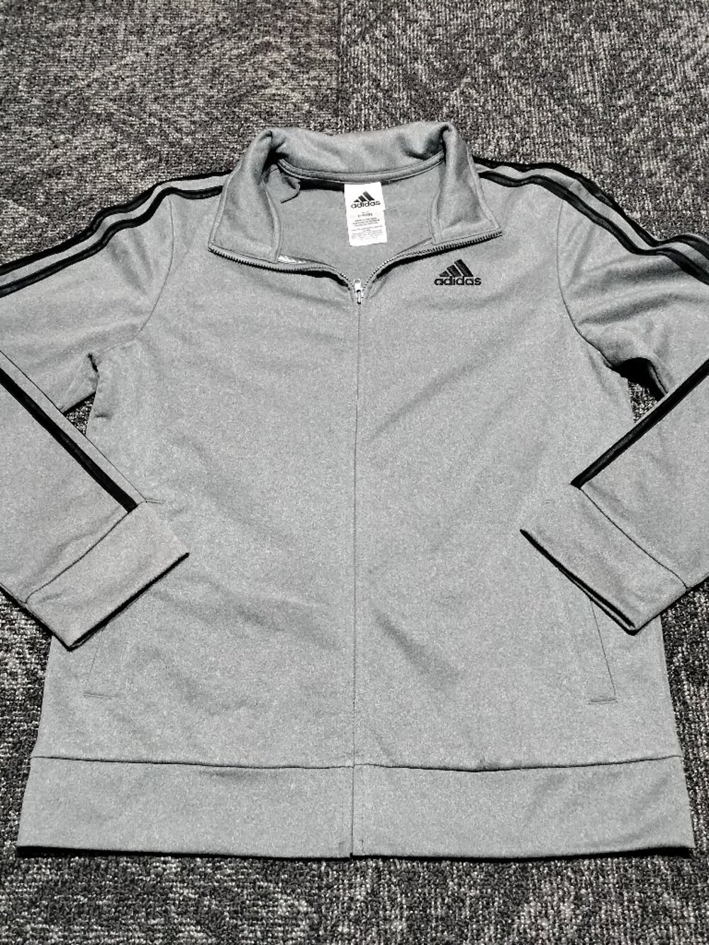 Adidas Full zip Track Jacket Gray black stripe Youth Kids Size Large 14/16 NWOT